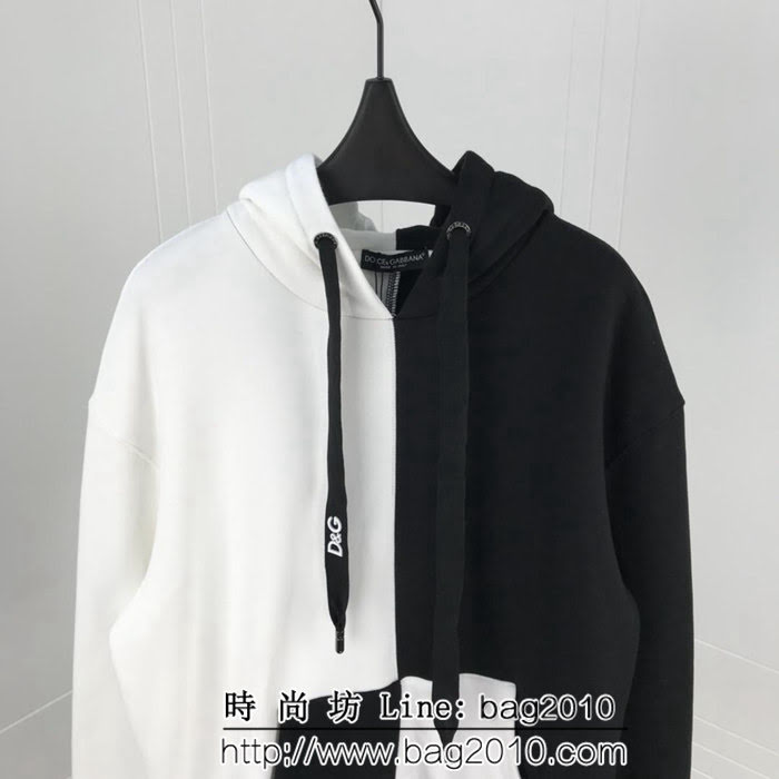 DＧ杜嘉班納 18AW 黑白拼接 字母立體刺繡 連帽衛衣 ins網紅款 ydi1323